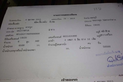ขายเล่มทะเบียนอีซูซู GXZ77NF1H ที่วางเครื่อง 360 หน้าตึกครับ แถมครัชซีให้ฟรี 1เส้นครับ