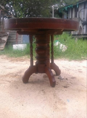 โต๊ะไม้สัก  กลม + โต๊ะ ไม้สัก ขาสิงห์