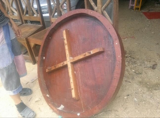 โต๊ะไม้สัก  กลม + โต๊ะ ไม้สัก ขาสิงห์