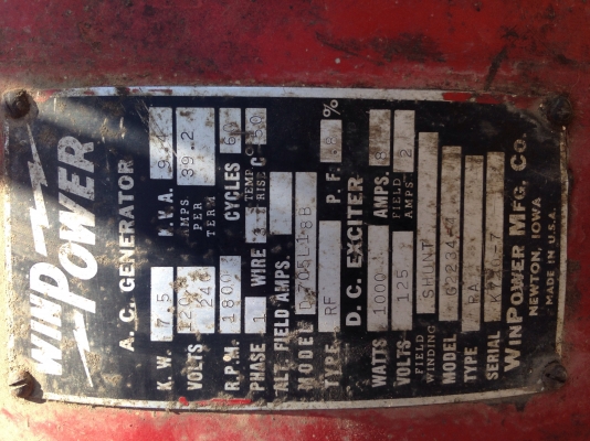 ขายเครื่องปั่นไฟ ยี่ห้อ win power ตามสภาพ 50000
