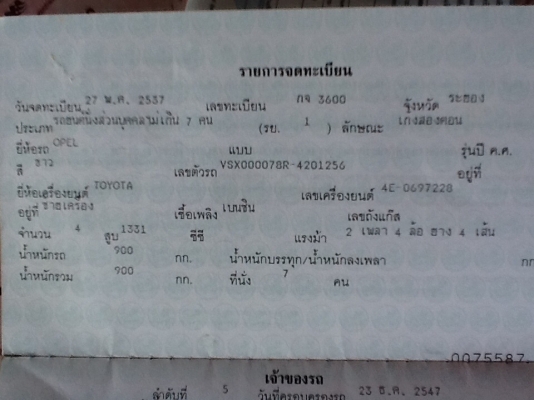 ขายโอเปิ้นเครือ่งโตโยต้า.  . เครื่อง1300.  เกียร์ออโต้วิทยุ   แอ.   เอกสารชุดโอนรถใช้งานทุกวันครับ