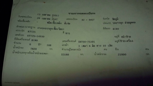 ขายรถบรรทุกสิบล้อเทเลอร์ HINO KT725 เครื่อง EH700 168 แรง 2 เพลา มีสโลด์ ขึ้น 200 ได้ ทะเบียนพร้อม ขายรถบรรทุกสิบล้อเทเลอร์ HINO KT725 เครื่อง EH700 168 แรง 2 เพลา มีสโลด์ ขึ้น 200 ได้ ทะเบียนพร้อม