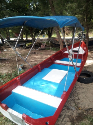 เรือไฟเบอร์ 15ฟุต 2ชั้น มีช่องปลาเป็นและหลังคาพร้อม