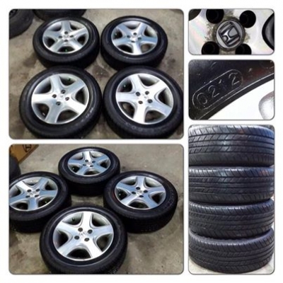 ขายล้อแม็กซ์ New Honda Civic 5ก้าน ขอบ 15 4รู100 พร้อมยางปี12 ราคา 5,500 บ.ถูก