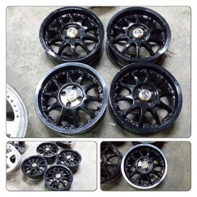 ขายแม็กมือ2 ล้อสีดำ 10 ก้าน ขอบ15 4 รู100 ราคา 4,300 บาทถูก