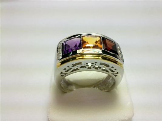 แหวนเงินพลอย3สี