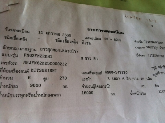 มิตซู ฟูโซ่ FN 2527  270 แรง เกียร์อีตั้นรถปี55.มี2คัน