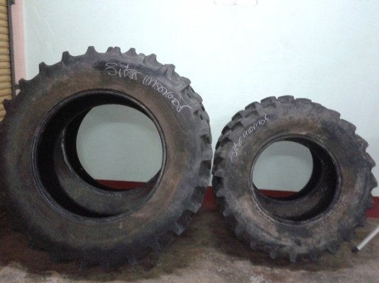 ขายแล้ว ขอบคุณพี่สติ บ้านโคกสูง-วังศิลา อ.แก้งคร้อ จ.ชัยภูมิ ยางรถไถเก่านอกถอด\% หน้า 14.9-24 หลัง18.4-34 ไฟร์สโตน MAND IN USA.