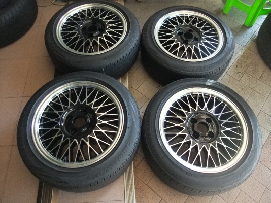 ล้อเยอรมัน ลายBBS ขอบ15กว้าง7 4รู100 พร้อมยางบริดโตน 185/55/15 ปี11