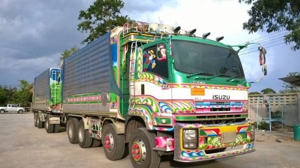 ขายรถพ่วง ISUZU DECA 360 แรง ปี 54 กระบะดัมพ์คอกเกษตร แม่ 12 ล้อ ลูก 3 เพลา