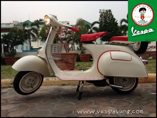 ขายเวสป้า 64 สีขาวครีม อุปกรณ์ชุบโครเมี่ยมทั้งคัน