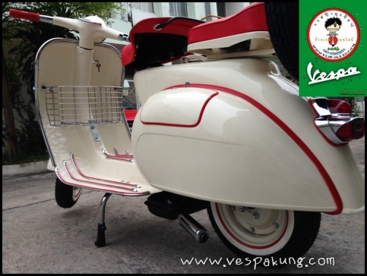 ขายเวสป้า 64 สีขาวครีม อุปกรณ์ชุบโครเมี่ยมทั้งคัน