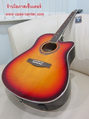 กีต้าร์โปร่งเว้าไฟฟ้า Vivid รุ่น V-121c สีซันเบิร์ส ของใหม่ EQ อย่างดี G-Tone GT-2 มีจูนเนอร์