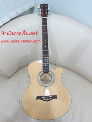 กีต้าร์โปร่งเว้าไฟฟ้า N-TAB รุ่น NF-350EQ สีไม้เงา และสีขาว ของใหม่ EQ อย่างดี