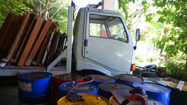 รถหกล้อ HINO FB เทลเล่อร์ใส่ รถขุด PC60-5