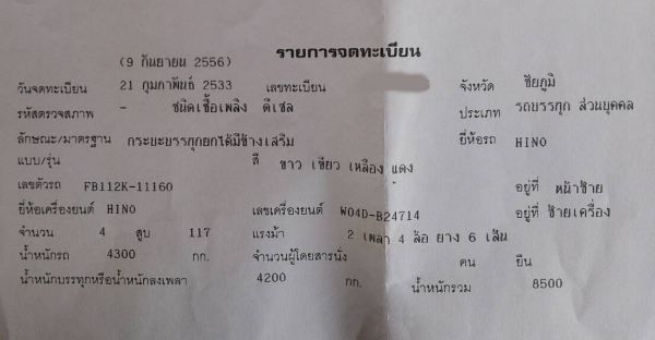 ขายด่วน 6 ล้อดัมพ์ ฮีโน่ 5 แสน