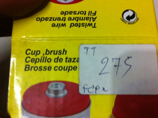 แปรงลวดทองเหลือง ใช้ยึดกับเครื่องหินเจียร์ขนาด 4 นิ้ว ใช้ขัดเตรียมชิ้นงาน ขัดสนิม ขัดลบคม