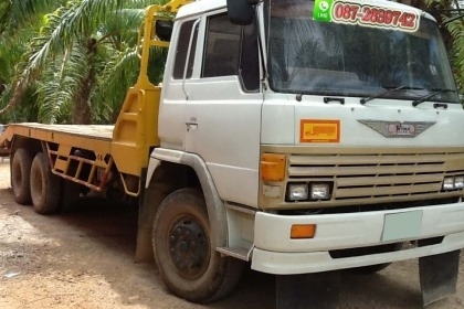 ขายรถประกอบเทร์เลอร์ท้ายลาดบรรทุกแบคโฮ 10 ล้อ 1 เพลา