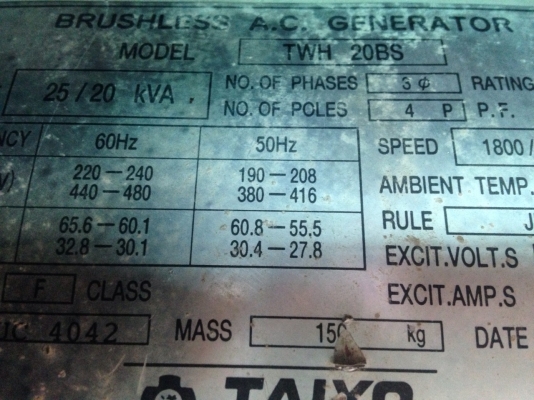 ขายเครื่องปั่นไฟ Airman 25 As อัพรูปเพิ่มให้ใหม่ค่ะ