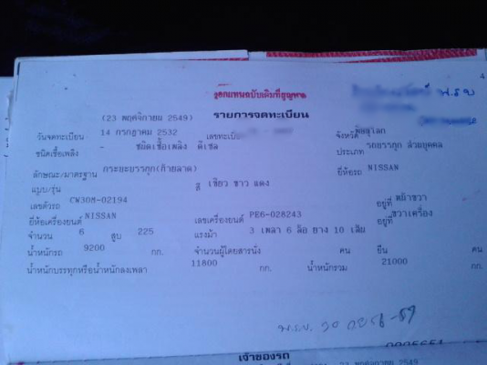ขายรถเทเลอร์รถเกี่ยว NISSAN CW30M เครื่อง PE6 - 230 แรง 2 เพลา ทะเบียนเต็มพร้อมโอน