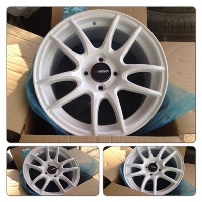 ขายล้อใหม่ ลาย M Work ขอบ15 กว้าง 7 สีขาว ออฟ 38 4รู100 ชุดละ8,100 บาทถูกจริงๆ