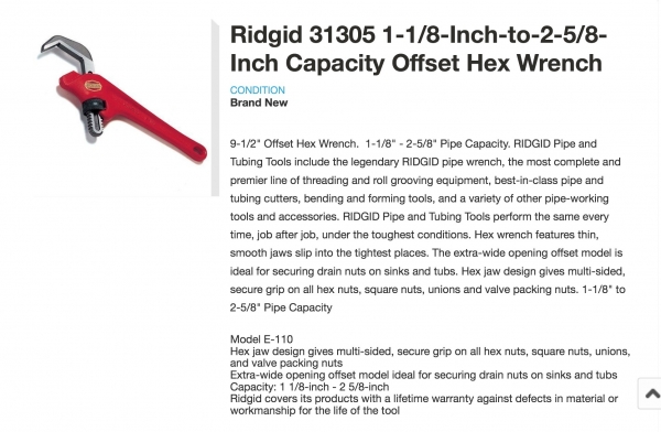ขายประแจขันน็อต RIDGID E-110 สภาพใหม่