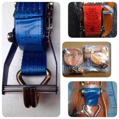 จำหน่าย สายรัดรถบรรทุก อย่างดี 2" หนา3.0มิล ยาว 6-8-10-12 ม สำหรับงานหนัก 5-6ตัน มาตราฐานCE ราคากันเองครับ โทร 080-6135462
