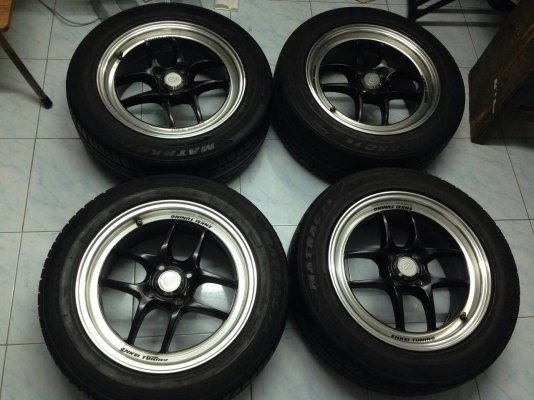 ล้อ ENKEI-TUNING-SC14 15x6.5 et38 เนียนๆสวยๆหายาก มีรอย1วงเล็กๆเบาๆ จัดพร้อมยาง marshal 195-55-15 ปลายปี11 ดอกเต็ม ชุดละ 11,900 บาท