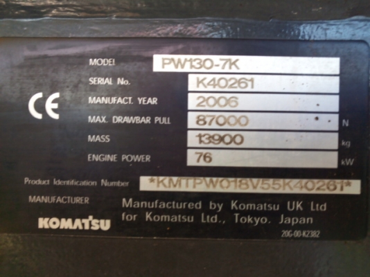 KOMATSU PW130-7K # K40261
