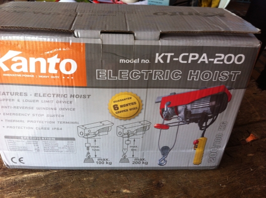 รอกสลิงไฟฟ้ายกของ KANTO รุ่นยกได้ 200 กก.สลิงยาว 12 ม. พร้อมใช้งานได้เลยมีปุมกดให้