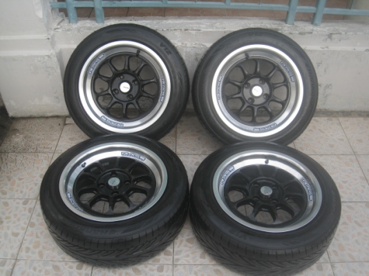 ขายล้อแม็กใหม่ ลาย RF1 สีดำขอบเงา 15"&times;7" et35 4รู100 พร้อมยาง\% Hankook ventus v12 evo 195/55r15 ยางปี 11,3เส้นและปี13,1 เส้น ขายชุดละ 9,500 บาทครับ สนใจติดต่อเล็กคลองสามครับ 081-3747940
