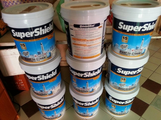 ขายสีsupershield(TOA)สำหรับทาภายนอกและภายในขนาดถังใหญ่18.925ลิตรเฉดสีขาวขายไม่แพงครับ ขายสีsupershield(TOA)สำหรับทาภายนอกและภายในขนาดถังใหญ่18.925ลิตรเฉดสีขาวขายไม่แพงครับ