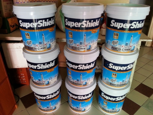 ขายสีsupershield(TOA)สำหรับทาภายนอกและภายในขนาดถังใหญ่18.925ลิตรเฉดสีขาวขายไม่แพงครับ ขายสีsupershield(TOA)สำหรับทาภายนอกและภายในขนาดถังใหญ่18.925ลิตรเฉดสีขาวขายไม่แพงครับ