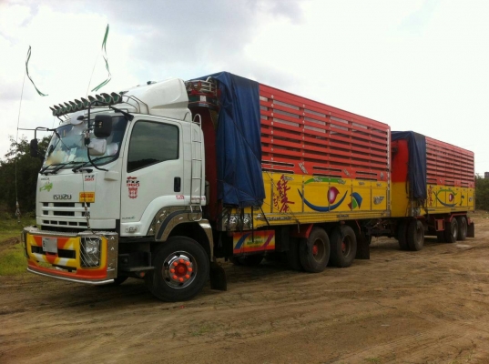 ขายรถ 22 ล้อพ่วงแม่-ลูกดัมพ์ ISUZU DECA 360 แรงม้าปี 2556 ดัมพ์คอกเกษตร ราคา 3250000