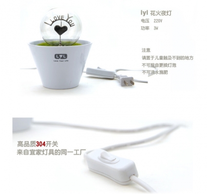 โคมไฟกระถางต้นไม้ I LOVE YOU