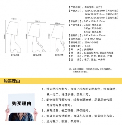 โคมไฟตั้งโต๊ะไม้รูปแมว