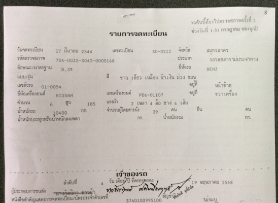 ขายรถบัส ยี่ห้อ BENZ 6ล้อ(พัดลม) เครื่อง Nissan 10 เมตร