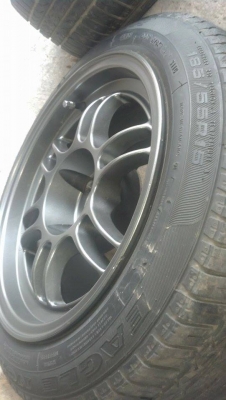 Rpf1 ขอบ 15 กว้าง 8 สีเทาดำ 4 รู 100 พร้อมยาง