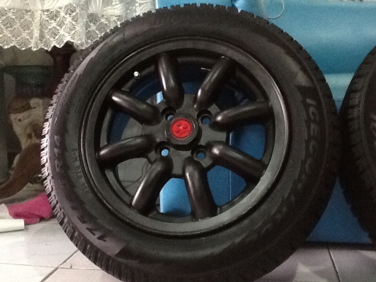 ล้อกล้วยแท้ขอบ14x100-พร้อมยางใหม่ๆ