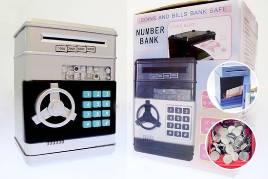 กระปุกออมสินตู้เซฟดูดแบงค์ หยอดเหรียญ