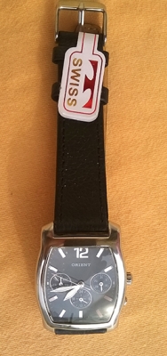 Orient quartz stainless เรือนเหลี่ยม 6เข็ม หน้าดำ Orient quartz stainless เรือนเหลี่ยม 6เข็ม หน้าดำ