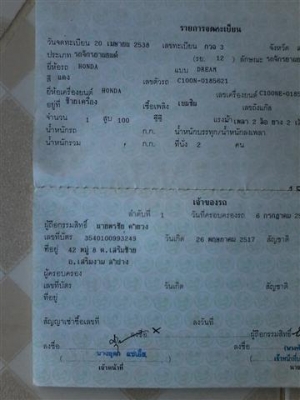 ขายดรีมเอ็กเซสทะเบียนพร้อมโอนภาษีขาดเกิน 3 ปี เครื่องดีระบบไฟระบบเบรคดีขาย 8900 บาท