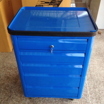 ตู้เครื่องมือช่าง สีน้ำเงิน 5 ชั้น มีกุญแจล็อก มีล้อเลื่อน ขนาด 48 x 64 x 90cm
