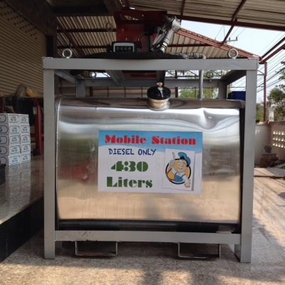 ถังน้ำมัน 430 ลิตร พร้อมหัวจ่าย ใช้แบตเตอรี่ เป็นของใหม่