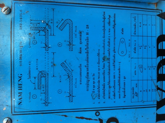 เครื่องดัดเหล็กของน่ำเฮง ไฟ 220 โวล์