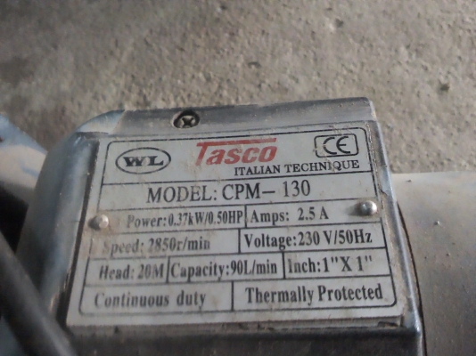 ปั๊มน้ำทนงานหนักขนาด 1 นิ้ว ใบพัดทองเหลืองใหญ่ ยี่ห้อTASCO ปั้มได้สูงและแรง( มี 2 เครื่อง)