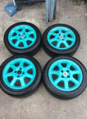 ขายล้อแท้ BUGATTI ขอบ15 4/100 พร้อมยาง RE002 ปี12 ถูกๆครับ