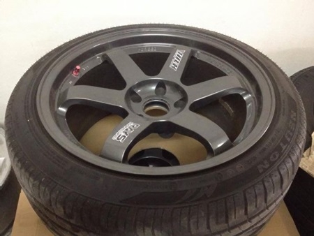 แม็ก TE37 ขอบ18 5รู114 กว้าง 9.5/10.5 พร้อมยาง