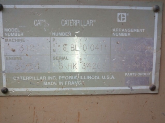 รถขุด Caterpillar 312 S/N: 6BL01041 นำเข้าจากอิตาลี สนใจโทร. 080-6565422 (หนิง)