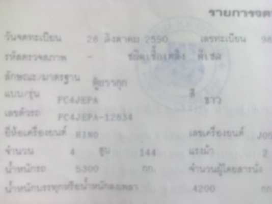 ของฝากครับ สำหรับนักปั่น เครื่อง เกียร ช่วงล่าง HINO FC4J 150 ปี52 ยาว4.3m.